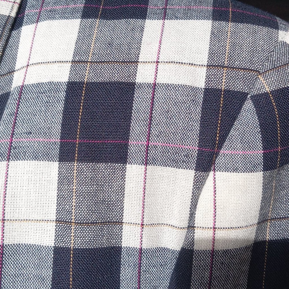 Navy and white buffalo  plaid double-breasted Blazer - Picture 8 of 10